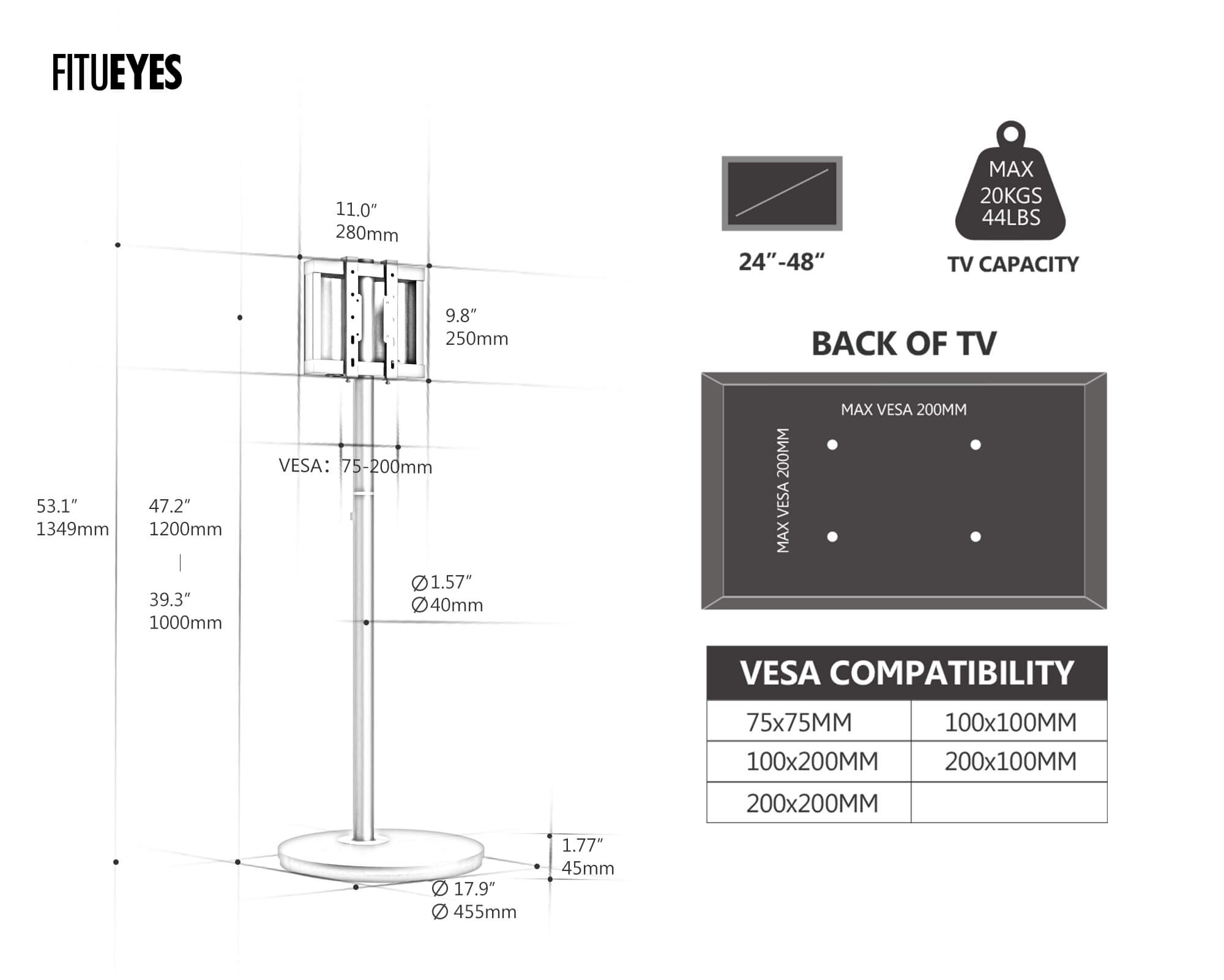 Master V2 FT48 Floor TV Stand