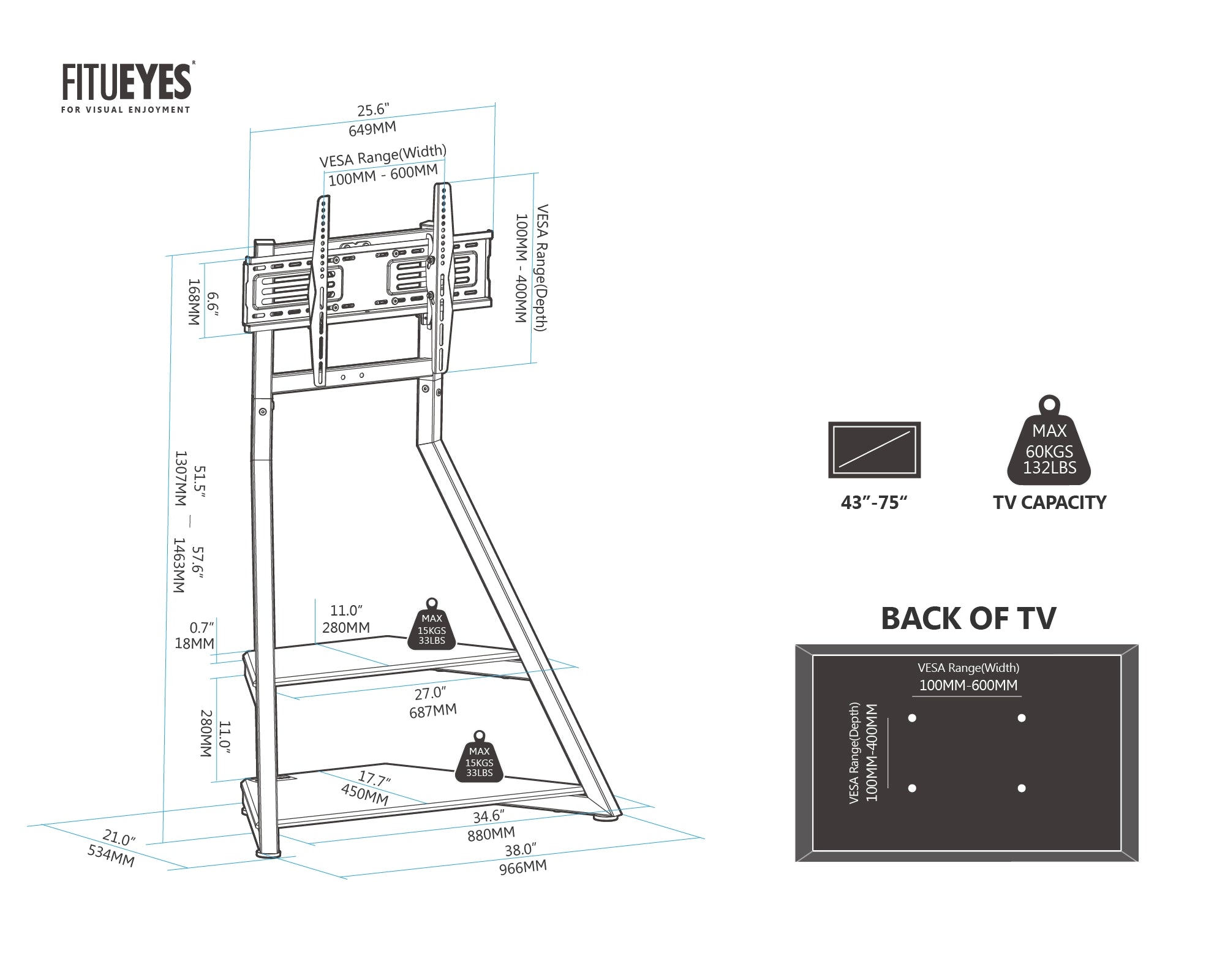 Eiffel FT75 TV Stand