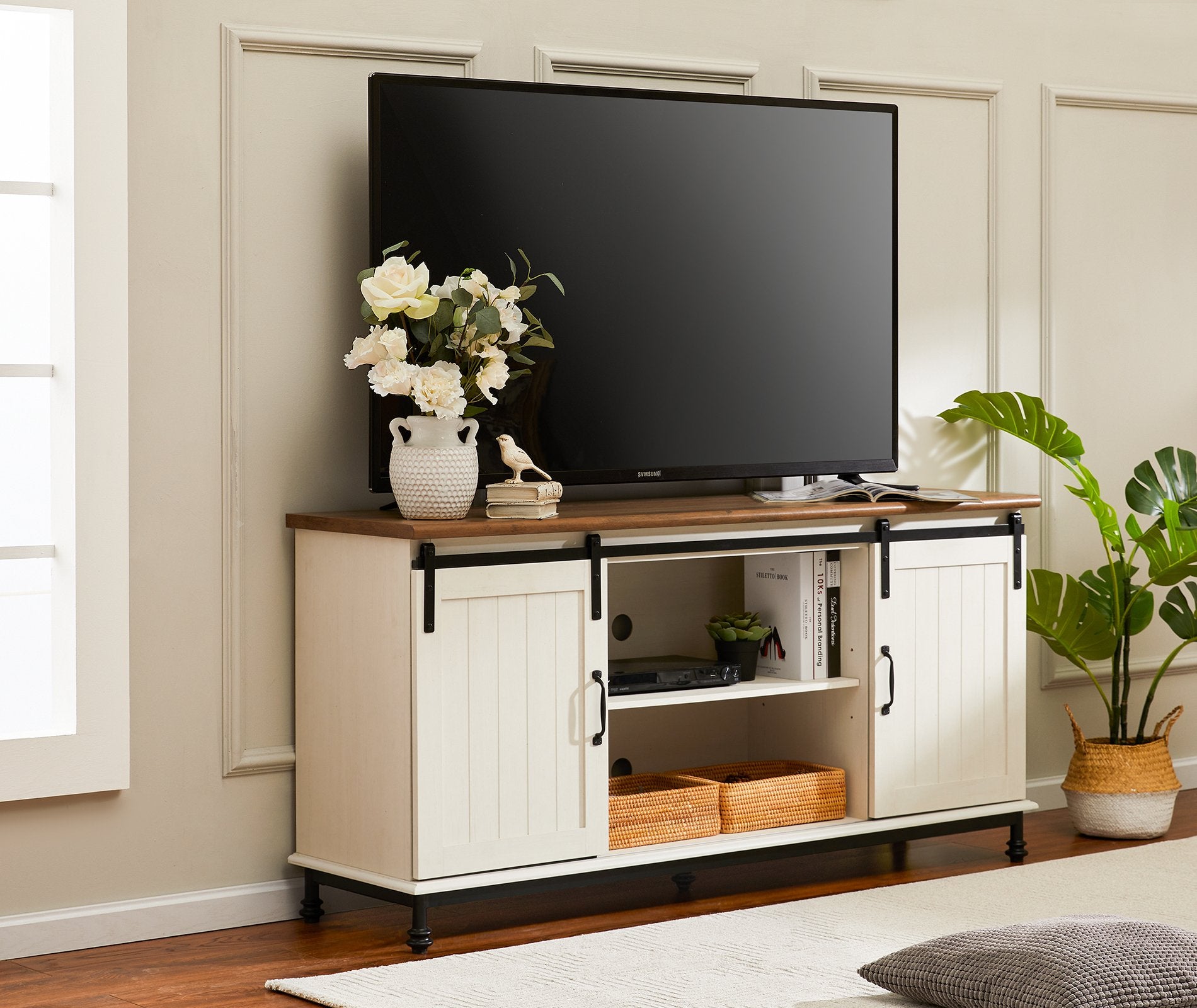 Farmhouse TV Stand Scarlett Series for TVs Up to 65 inch - FITUEYES-CA