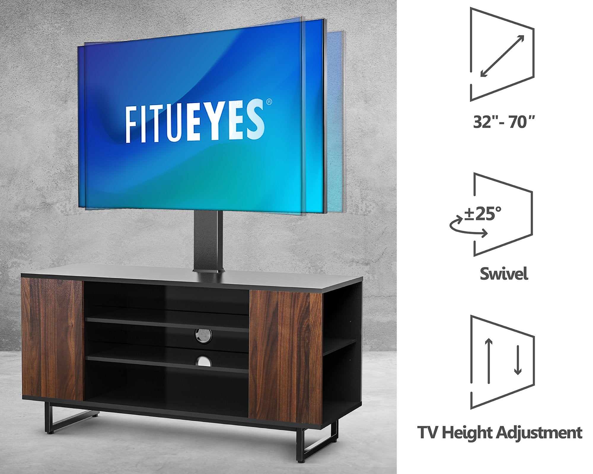Floor Swivel TV Stand with Mount W Series 32-70 Inch - FITUEYES-CA