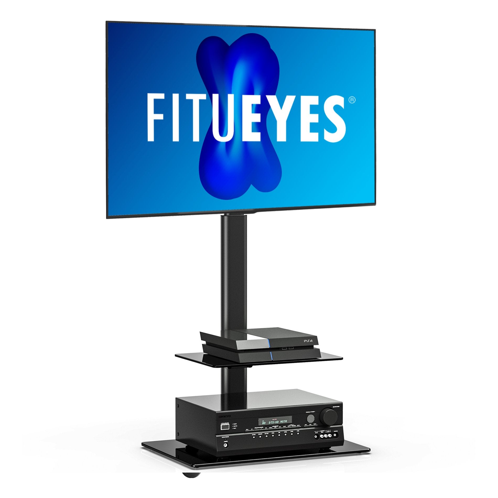 Tempered Glass Base Floor TV Stand 32-60 Inch - FITUEYES-CA