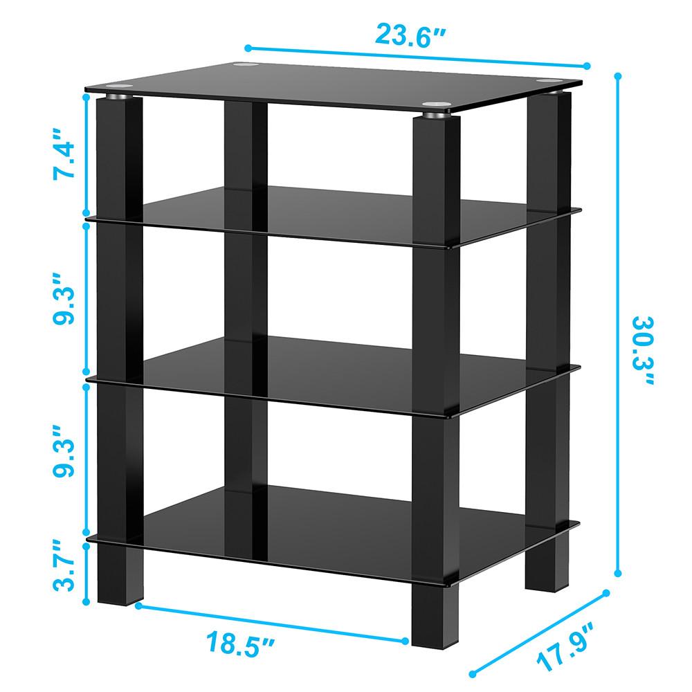 4-Tier Glass Media AV Shelf TV Stand AS Series - FITUEYES-CA