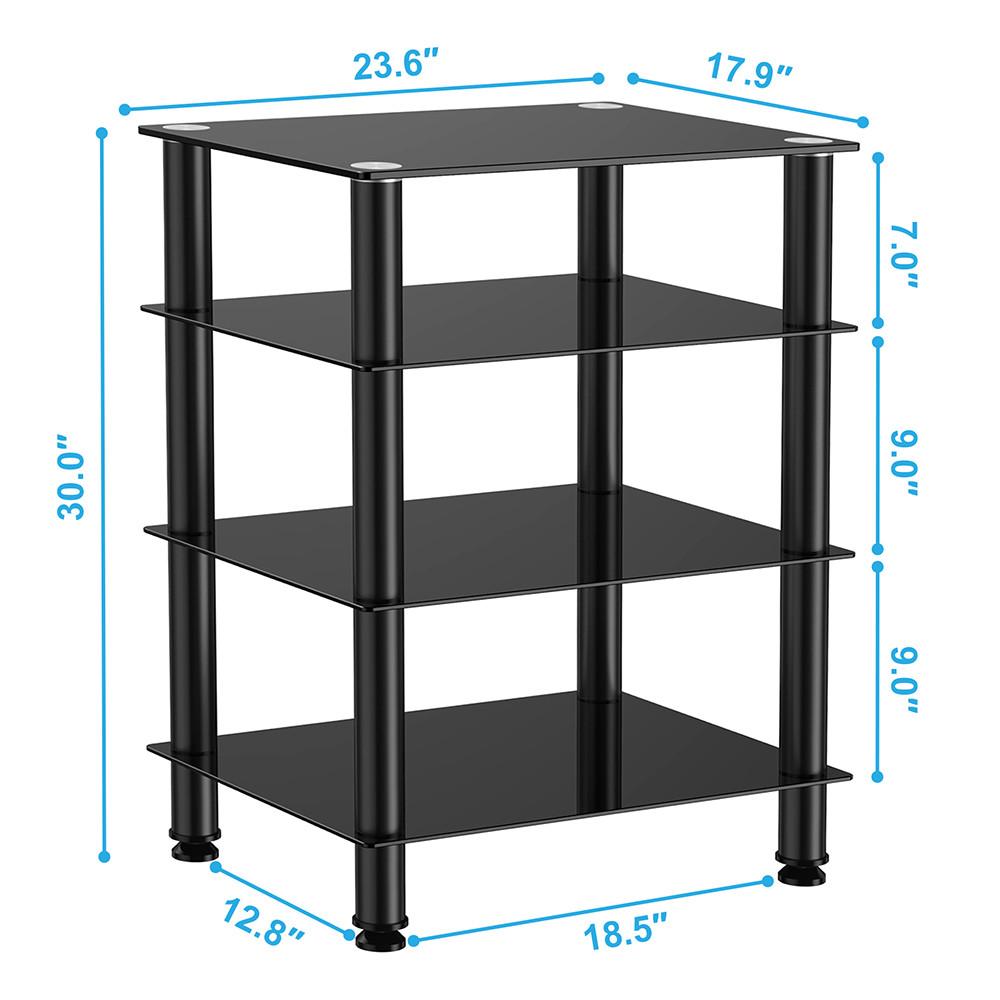 4-Tier Glass Media AV Shelf TV Stand AS Series - FITUEYES-CA